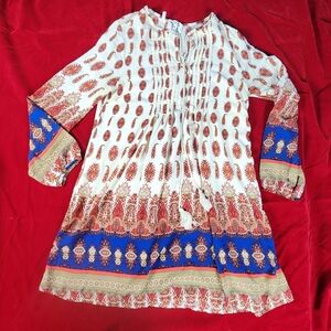 PPLA Ivory and Rust Floral Blouse